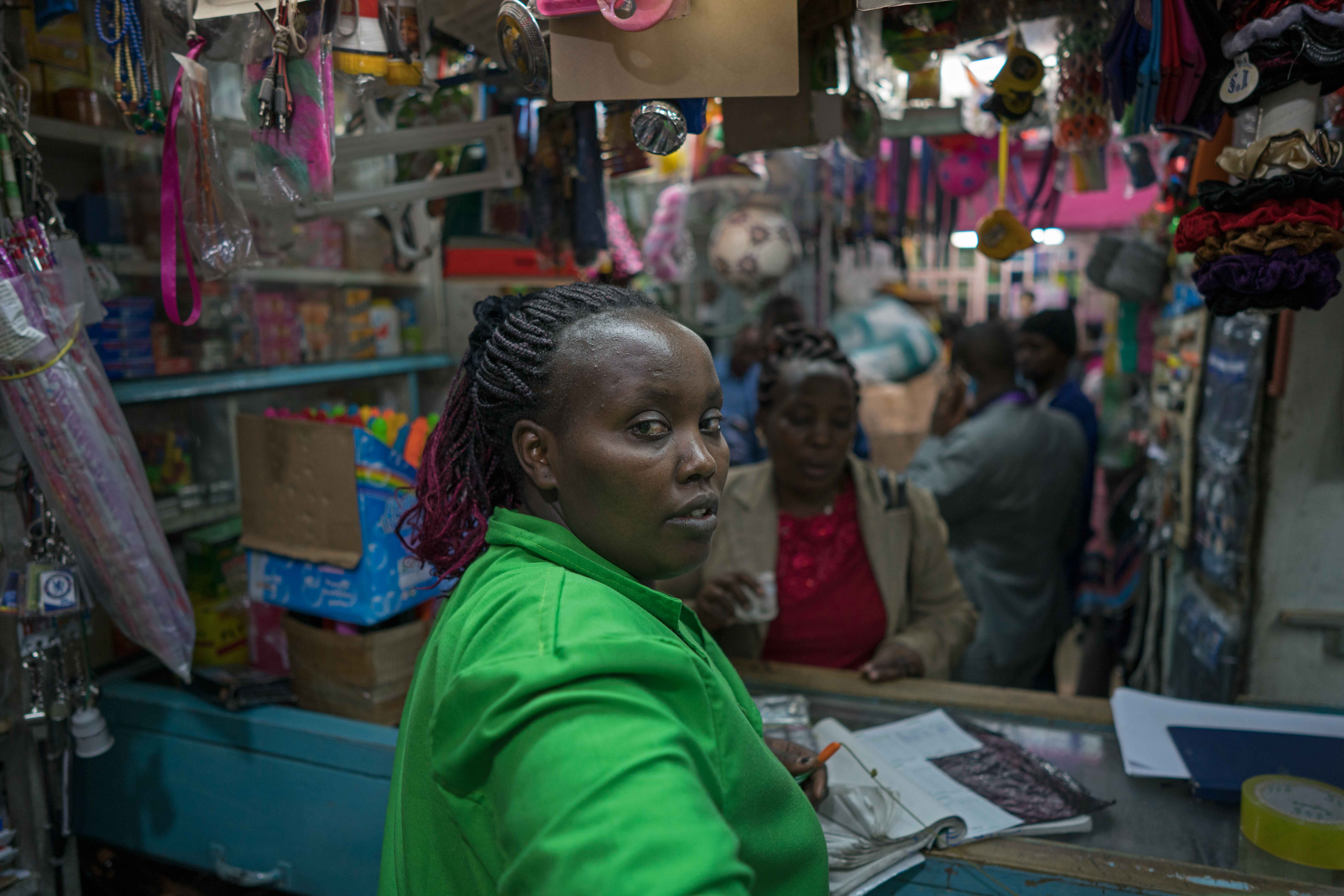 Gladys Muthoni Njagona in her New Hope store in Nairobi
