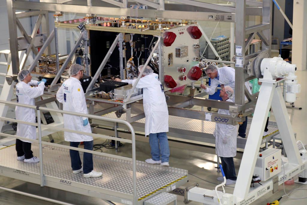 OHB technicians assemble one of its satellites