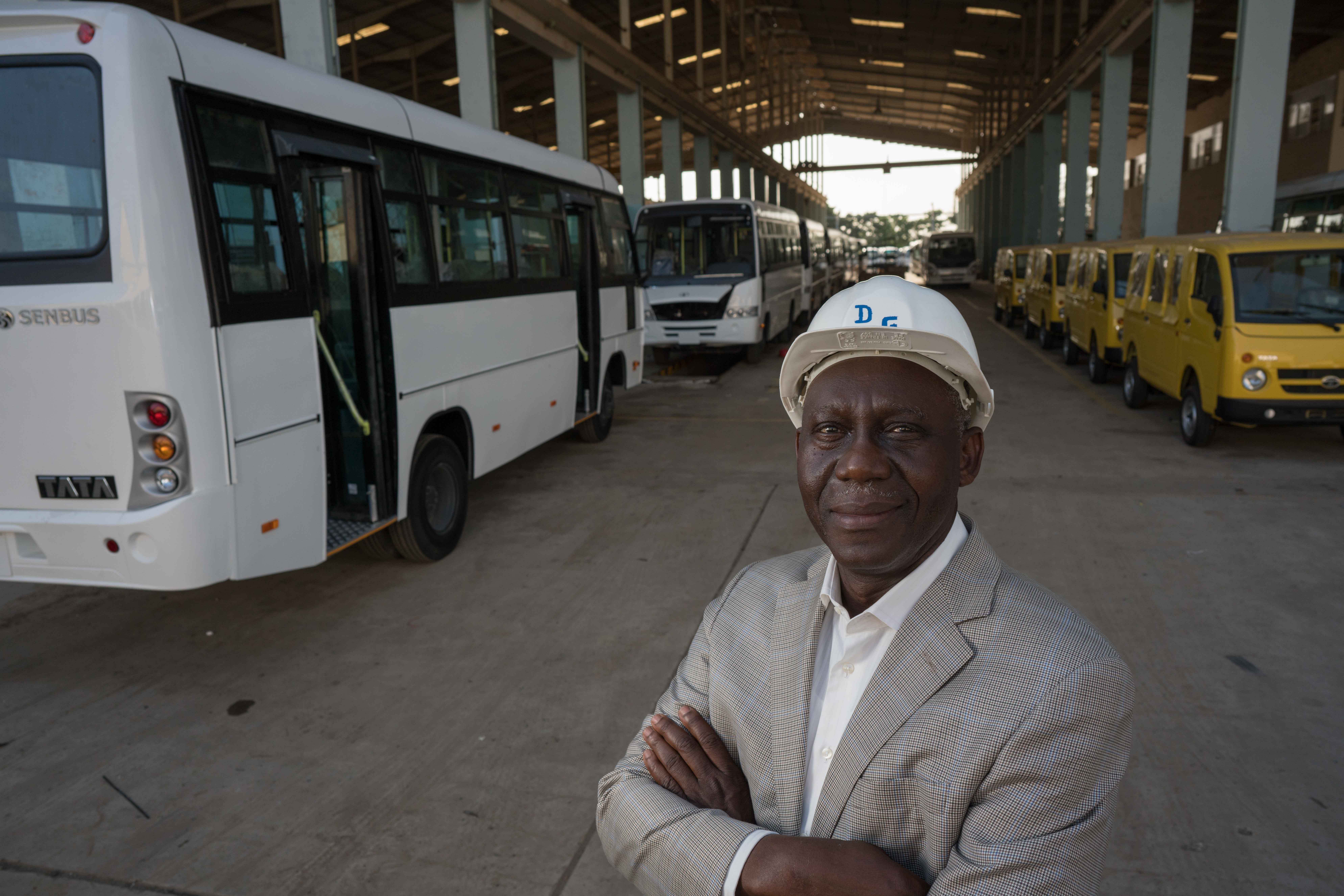 Senbus CEO Diop at the company’s factory in Senegal