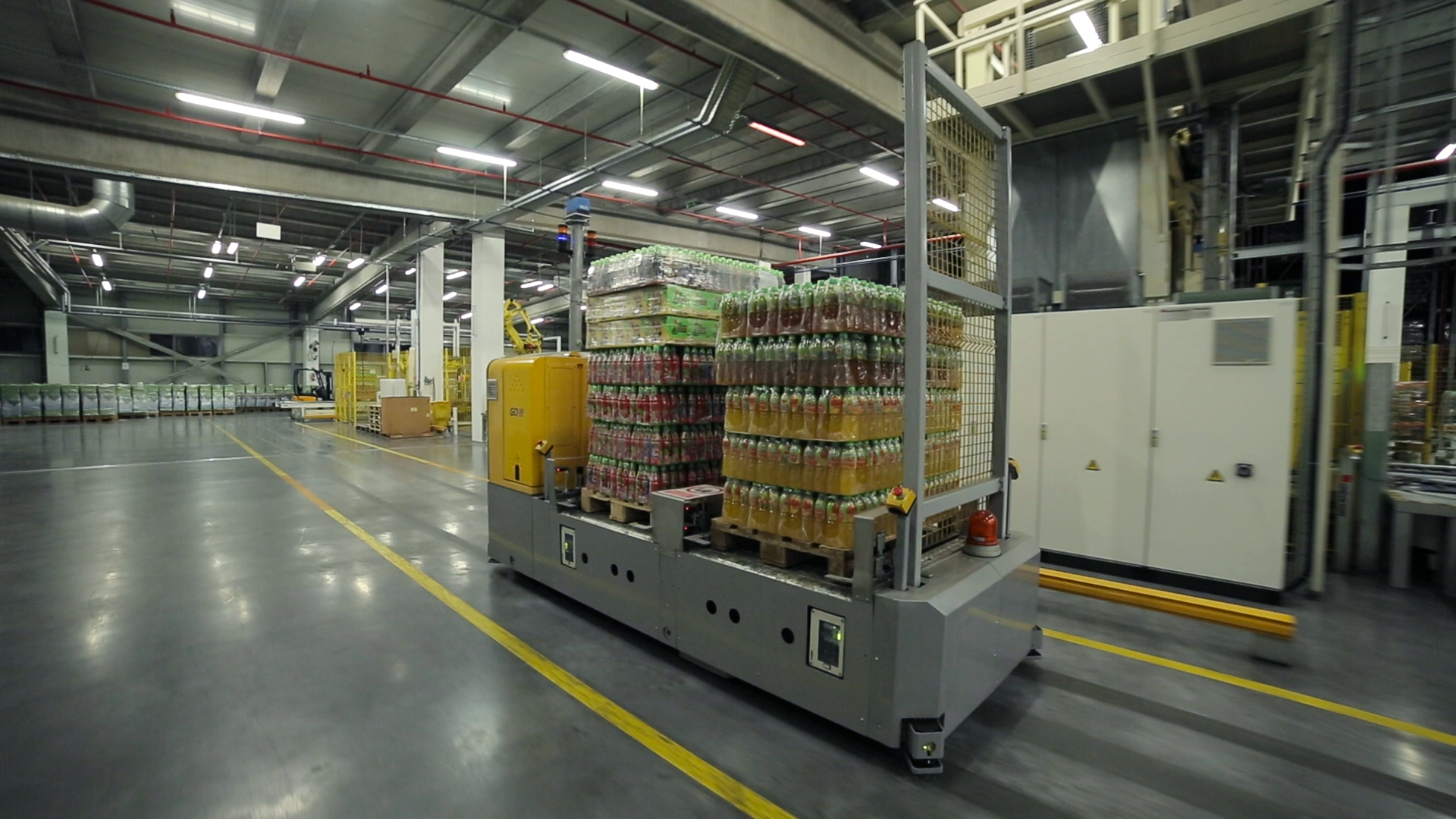 Inside a Maspex food logistics facility.