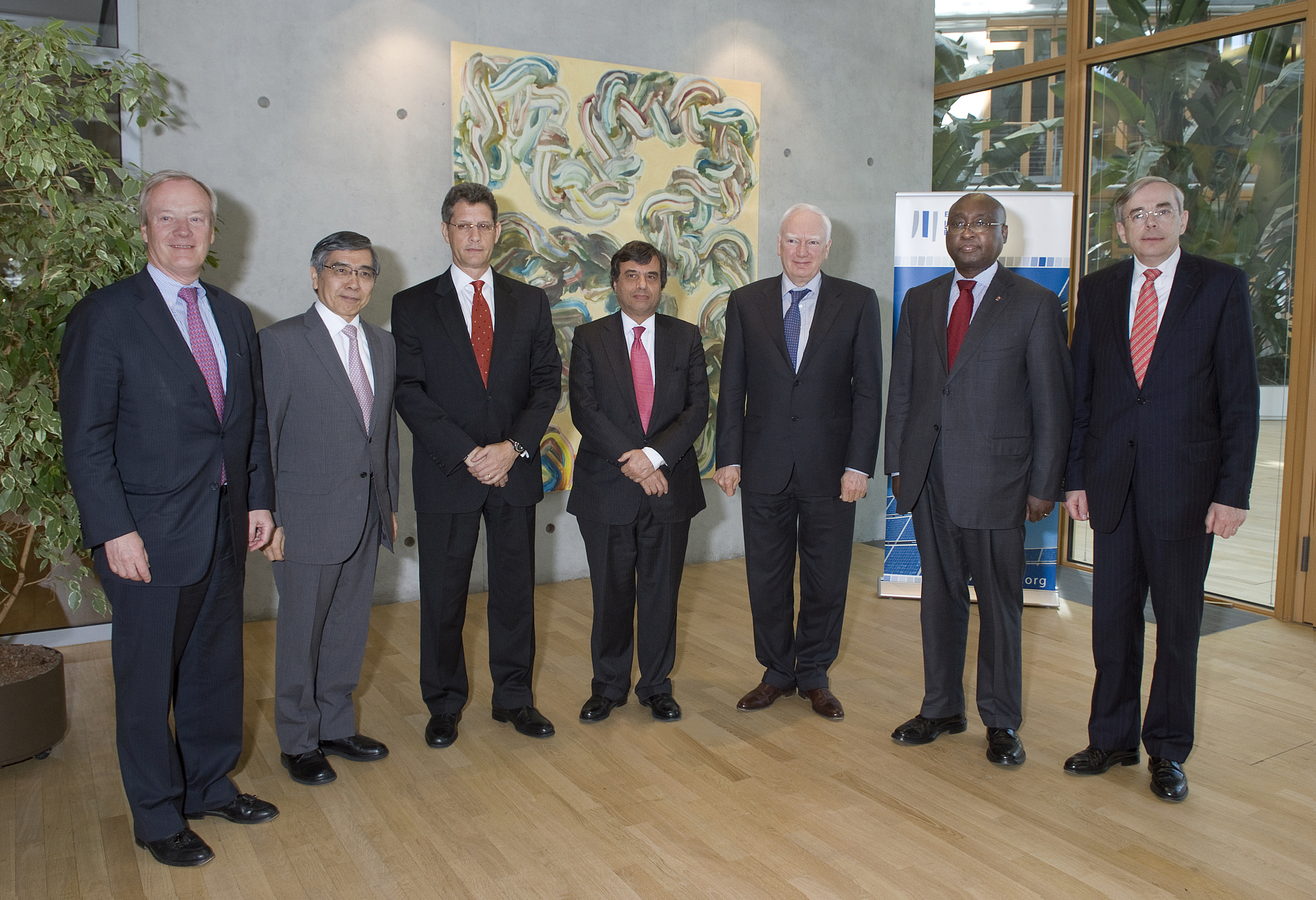 From left to right: Lars Thunell, IFC Executive Vice President and CEO; Haruhiko Kuroda, ADB President; Roberto Vellutini, IDB Vice President; Murillo Portugal, IMF Deputy Managing Director; Philippe Maystadt, EIB President; Donald Karebuka, AFDB President; Thomas Mirow, EBRD From left to right: Lars Thunell, IFC Executive Vice President and CEO; Haruhiko Kuroda, ADB President; Roberto Vellutini, IDB Vice President; Murillo Portugal, IMF Deputy Managing Director; Philippe Maystadt, EIB President; Donald Karebuka, AFDB President; Thomas Mirow, EBRD