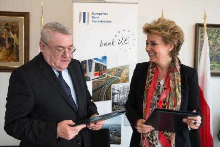 EIB Vice-President Laszlo Baranyay and Mayor of Łódź Hanna Zdanowska