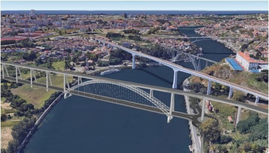 Artist’s impression of the new high-speed rail link crossing the Porto river