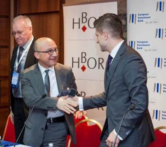 From left to right: Mr Dusan Tomasevic, the HBOR President of Managing Board, Mr Miguel Morgado, Director of the Adriatic Sea Department, and Mr Zdravko MARIĆ, Minister of Finance.