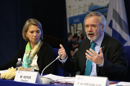 Ms Constance Kann, Director of Corporate Responsibility and Communication and Mr Werner Hoyer, President of the EIB