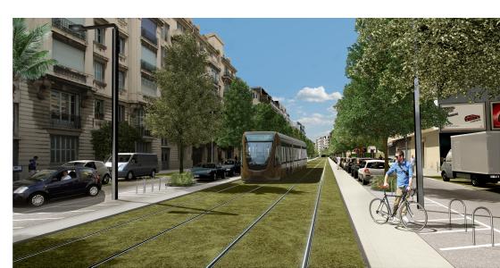 Construction of a new tramway line, 11.3 km with 20 stations, in Nice