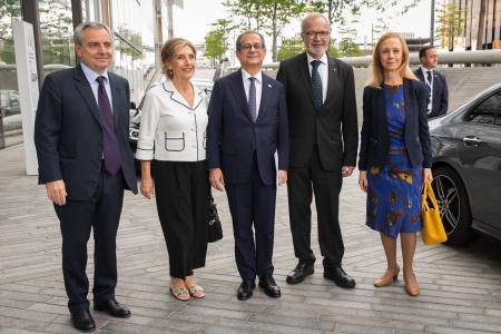 EIB's President, Mr Werner Hoyer and EIB's Vice-President, Dario Scannapieco welcome to the EIB Mr. Giovanni Tria, Italian Minister of Economy and Finance