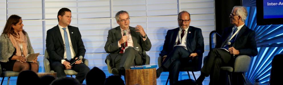 Jonathan Taylor with Ashok-Alexander Sridharan, Mayor of Bonn and Mauricio Rodas, Mayor of Quito ahead of the launch of the Global Climate Cities Challengeparticipating at the Global Climate Action Summit