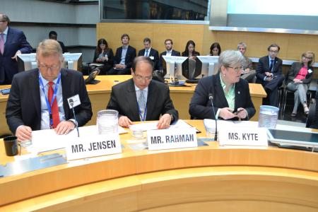 From left to right: Mr Peter Jensen, PKA CEO; Mr Atiur Rahman, Bangladesh Bank Governor; Ms Rachel Kyte, World Bank Group Vice-President