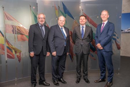 EIB President Werner Hoyer and Vice President Andrew McDowell welcome Irish Finance Minister Michael Noonan and Minister for Public Expenditure and Reform, Paschal Donohoe