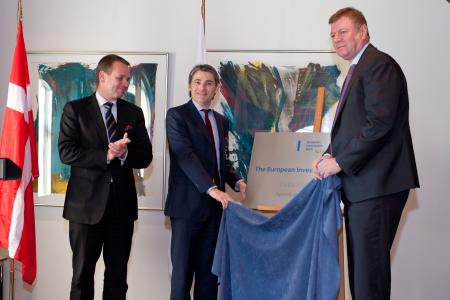 from left: EIB Vice-President Jan Vapaavuori, Head of the EIB Group office in Copenhagen Stephen Hart, Permanent Secretary of State for Business and Growth Michael Dithmer