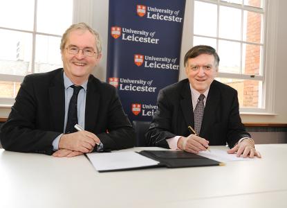 European Investment Bank Vice President responsible for the UK, Jonathan Taylor and University of Leicester Vice-Chancellor, Professor Sir Robert Burgess