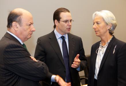 From left to right: Jacek Rostowski, Minister of Finance and EIB Governor for Poland, Anders Borg, Sweden's Minister for Finance and EIB Governor for Sweden and Christine Lagarde, French Minister of the Economy, Finance and Employment and EIB Governor for France
