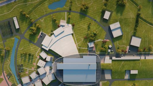 “Artists impression of The European Spallation Source, one of the largest science and technology infrastructure projects being built today.”