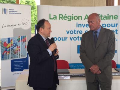 de gauche à droite: M. Ambroise Fayolle, Vice-président de la BEI, et M. Alain Rousset, président du Conseil régional d’Aquitaine