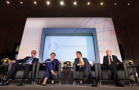 Werner Hoyer, President of the European Investment Bank (EIB), Kristalina Georgieva, Jeroen Dijsselbloem, Dutch Minister for Finance and President of the Eurogroup, and Mehmet Şimşek, Turkish Deputy Prime Minister (from left to right)