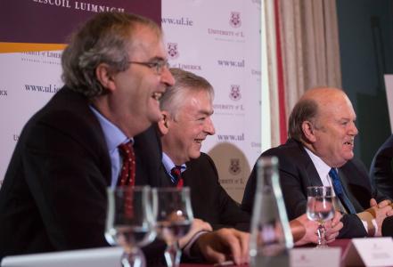 Jonathan Taylor, European Investment Bank Vice President responsible for Ireland, Professor Don Barry, President of the University of Limerick and witnessed by Michael Noonan TD, Irish Finance Minister and Governor of the European Investment Bank.