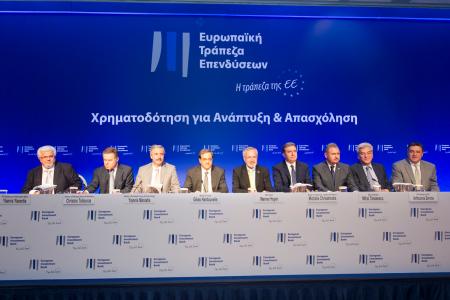 from left to right, facing the podium in protocol order :IPTO Chairman and Chief Executive Officer, Yiannis Yiarentis *Chairman and Managing Director of Attiko Metro, Christos Tsitouras *Minister of Environment, Energy & Climate Change, Yiannis ManiatisMinister of Finance, Gikas Hardouvelis *EIB President, Werner HoyerMinister of Infrastructure, Transport and Networks, Michalis Chrisohoidis *EIB Vice-President, Mihai Tanasescu *PPC Vice Chairman of the Board, Executive Member, Konstantinos Dologlou */Possibly A. Zervos CEOHEDNO Chairman of BoD & CEO, Konstantinos Zontanos *