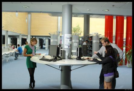 Students at the new library