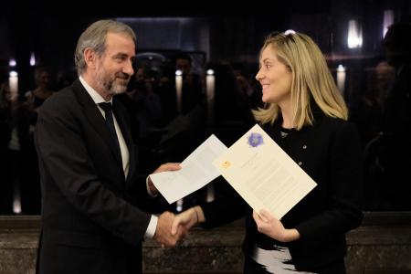 Signature of the Berlin Call to Action « Cultural Heritage for the Future of Europe » by Emma Navarro, EIB Vice President and Hermann Parzinger, Europa Nostra Executive Vice President 