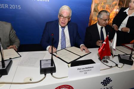 Pim van Ballekom, Vice-President at the EIB and Mr. Ahmet Genç, Deputy Undersecretary at the Undersecretariat of Treasury