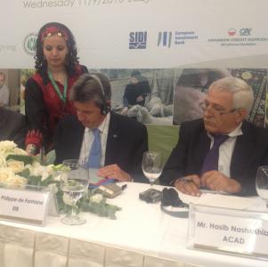 EIB Vice-President Philippe de Fontaine Vive, Hasib Nashashibi, Chairman of the Board of ACAD