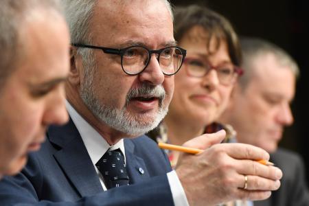 Matteo Maggiore, EIB Director of Communication, Werner Hoyer, EIB President, Marjut Santoni, Deputy Secretary General of the EIB, and Roger Havenith, Deputy Chief Executive of the European Investment Fund