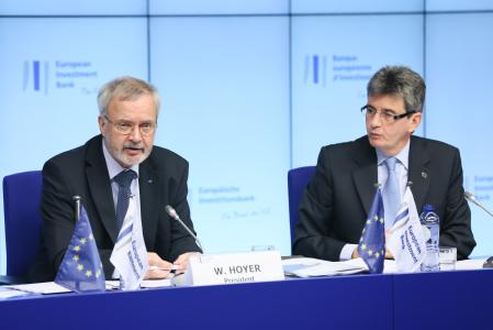 Mr Werner Hoyer, President of the EIB and Mr Phiippe de Fontaine Vice, Vice President of the EIB