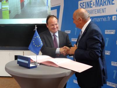 M. Ambroise FAYOLLE, Vice-Président de la Banque européenne d’investissement (BEI)M. Jean-Jacques BARBAUX, Président du Conseil départemental de Seine-et-Marne