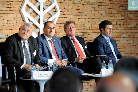 Mr. László Baranyay, Vice-President of the European Investment Bank, Mr. Dimitry Kumsishvili - First Vice Prime Minister of Georgia, Mr. Janos Herman, Ambassador of the European Union to Georgia and Mr. Irakli Kashibadze, Chairman of Georgia’s Innovation and Technology Agency.