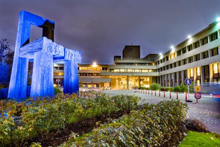#GoBlue – The Chair at EIB lit up in blue for World Children’s Day