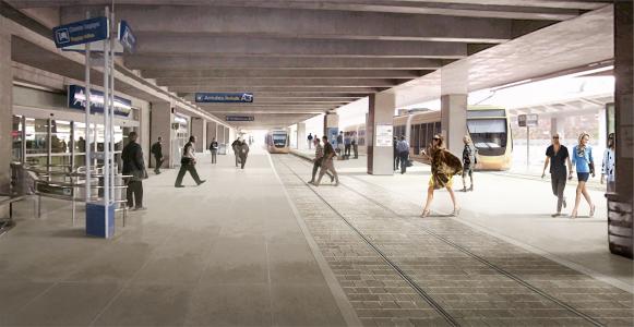 Construction of a new tramway line, 11.3 km with 20 stations, in Nice