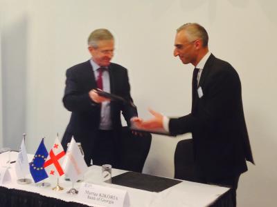 EIB Vice-President Wilhelm Molterer and Mr Murtaz Kikoria, Deputy CEO of Bank of Georgia
