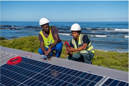 Wiring solar panels on a roof