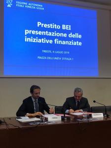 From left to right: Governor of the FVG Autonomous Region M. Fedriga and EIB Vice-President D. Scannapieco