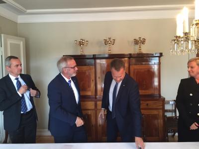 From left to right: Mr Olli Isotalo, Mr Werner Hoyer, Mr Jukka Mäkelä; Ms Maarit Vierunen