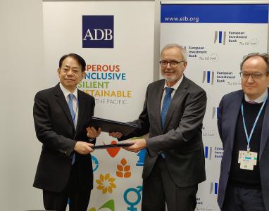 ADB President Masatsugu Asakawa, EIB President Werner Hoyer and EIB Vice-President Ambroise Fayolle
