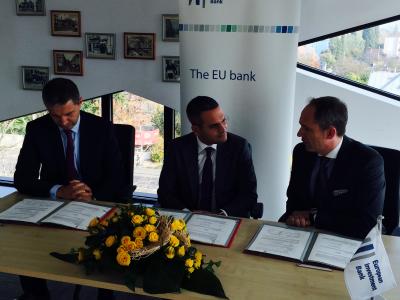 From right to left: Andrei Dudoiu, Banca Transilvania Deputy CEO, Omer Tetik, CEO and Jean-Christophe Laloux, Deputy Director General EIB