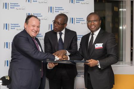 Mr Ambroise Fayolle, Vice-Président de la BEI - M. Patrice Talon, Président de la République du Bénin - M. Romuald Wadagni, Ministre de l’Economie et des Finances du Bénin