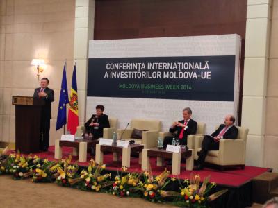 from left to right: J.M. Barroso, EU Commission's PresidentElena Kirtcheva, General Secretary of the Vienna Economic Forum,Iurie Leanca, PM of Republic of Moldova,Valeriu Lazar, Deputy PM and Minister of Economy of Moldova