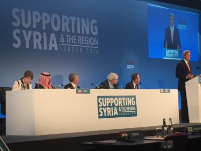 US Secretary of State Kerry talks about US pledge for Lebanon and other neighboring countries of Syria. When people are forced to eat grass and leaves and stray animals to stay alive, this should eat at our conscience and the conscience of every civilized person, and we should do something immediately. 