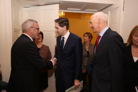 from left to right: Mr Werner Hoyer, President of the EIB, Mr Simon Harris T.D., Minister for Health, and Professor Cathal Kelly, CEO/Registrar RCSI