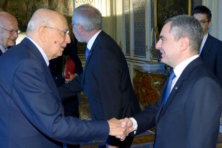 Giorgio Napolitano, President of the Italian Republic and Mr Dario Scannapieco, Vice President of the EIB