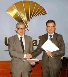 From left to right: Mr Braulio Medel, Chairman and CEO of Unicaja Banco and Mr Román Escolano, EIB Vice-President