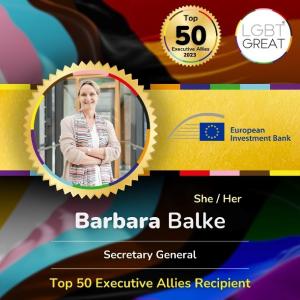 EIB Secretary General Barbara Balke nominated Top 50 Executive Ally by LGBT Great