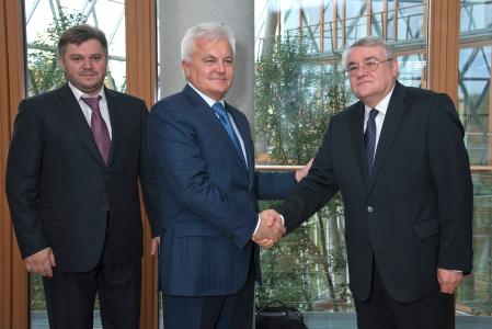 Mr Stavitsky Eduard – Minister of the Ministry of Energy and Coal Industry of UkraineMr Syrota Igor – General Director of UkrHydroEnergoand Mr László Baranyay, Vice President of the EIB