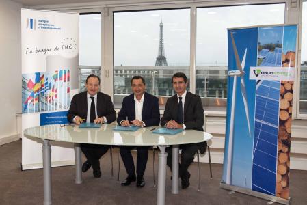 Ambroise Fayolle, Vice-Président de la BEI Eric Scotto, cofondateur et Président d’Akuo EnergyStéphane Pasquier, directeur général de Natixis Energeco.