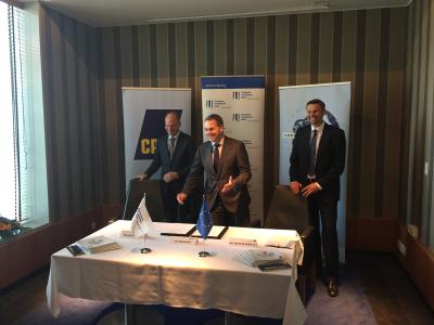 Thomas Waldbye (CEO CPH Airport), VP Vapaavuori (EIB Vice President), Lars Jønstrup Dollerup (CFO CPH Airport)