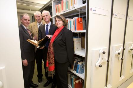 from left to right: Rémy Jacob, EIB Director General, Lucienne Kerger, University of Luxembourg's Vice-Rector for Research, Michel Margue, dean of lettres faculty and Marie-Pierre Pausch, responsible for the University's libraries