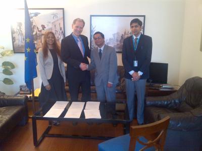 Ms Sunita Lukkhoo Country Manager for South Asia, Franz-Josef Vetter Head of EIB lending activities in Asia, Mr. Sriram Subramaniam, Deputy General Manager and Regional Head, New Delhi and Mr Sanjay Lamba, Assistant General Manager